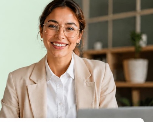 Candidate working at a laptop
